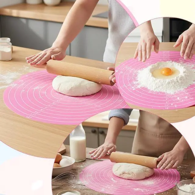 Alt view image 7 of 7 - TIESOME 3 Pcs Round Silicone Baking Mat, 12 Inch (30cm), Reusable Non-Stick