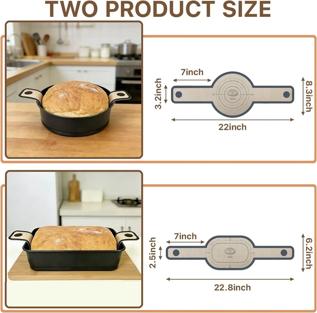 Alt view image 2 of 6 - Silicone Bread Sling for Dutch Oven, Non-Stick Reusable Baking Mat, Oval & Round (Gray)