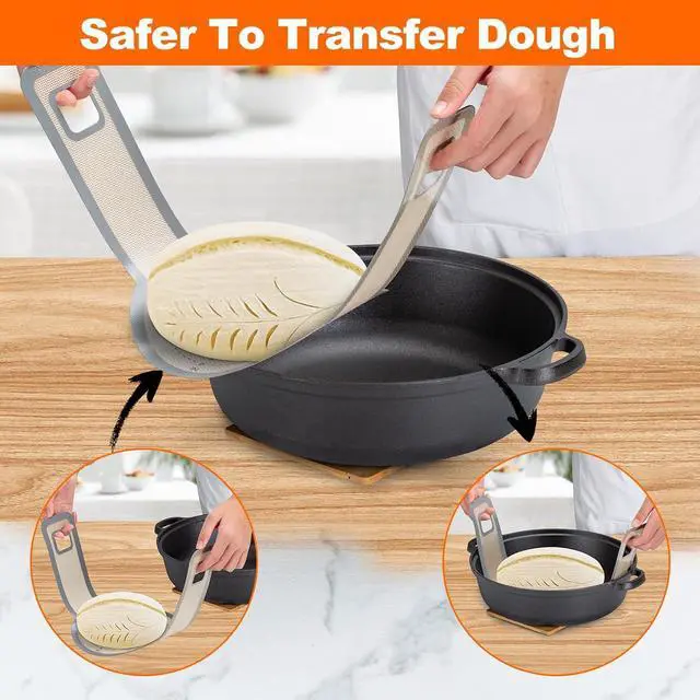 Alt view image 2 of 6 - Friheten Sourdough Silicone Bread Sling - Non-Stick & Easy Clean Silicone Bread Mat for Dutch Oven. Reusable With Extra Long Handles Silicone Bread baking Supplies tools accessories (Gray 2)