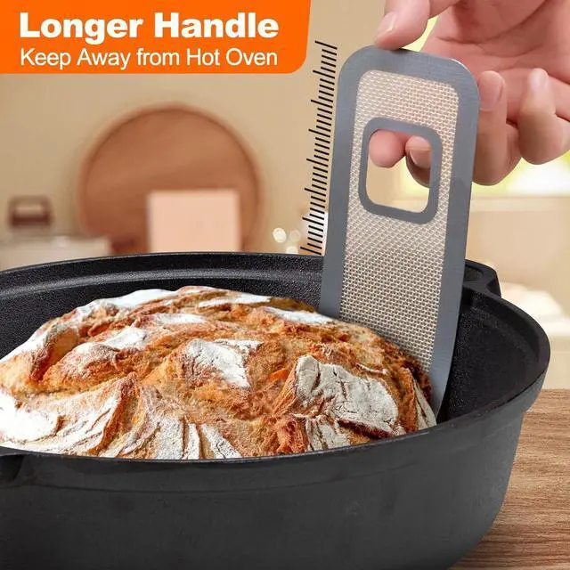 Alt view image 3 of 6 - Friheten Sourdough Silicone Bread Sling - Non-Stick & Easy Clean Silicone Bread Mat for Dutch Oven. Reusable With Extra Long Handles Silicone Bread baking Supplies tools accessories (Gray 2)