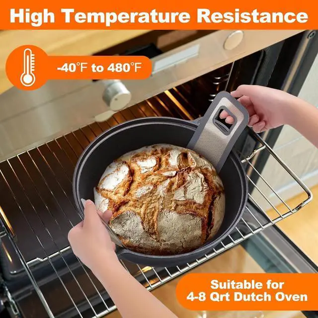 Alt view image 4 of 6 - Friheten Sourdough Silicone Bread Sling - Non-Stick & Easy Clean Silicone Bread Mat for Dutch Oven. Reusable With Extra Long Handles Silicone Bread baking Supplies tools accessories (Gray 2)