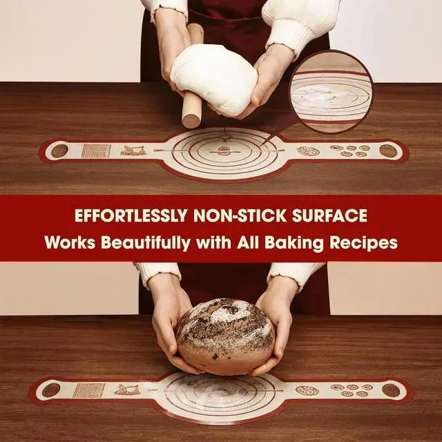 Alt view image 2 of 7 - Sourdough Silicone Bread Sling for Dutch Oven, 2PCS Non-Stick Reusable Baking Mat with Long Handles, Essentials Bread Making Supplies for Dough Transfer and Loaf Pan Lifter Liner, Set Of Oval & Round
