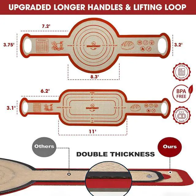 Alt view image 4 of 7 - Sourdough Silicone Bread Sling for Dutch Oven, 2PCS Non-Stick Reusable Baking Mat with Long Handles, Essentials Bread Making Supplies for Dough Transfer and Loaf Pan Lifter Liner, Set Of Oval & Round