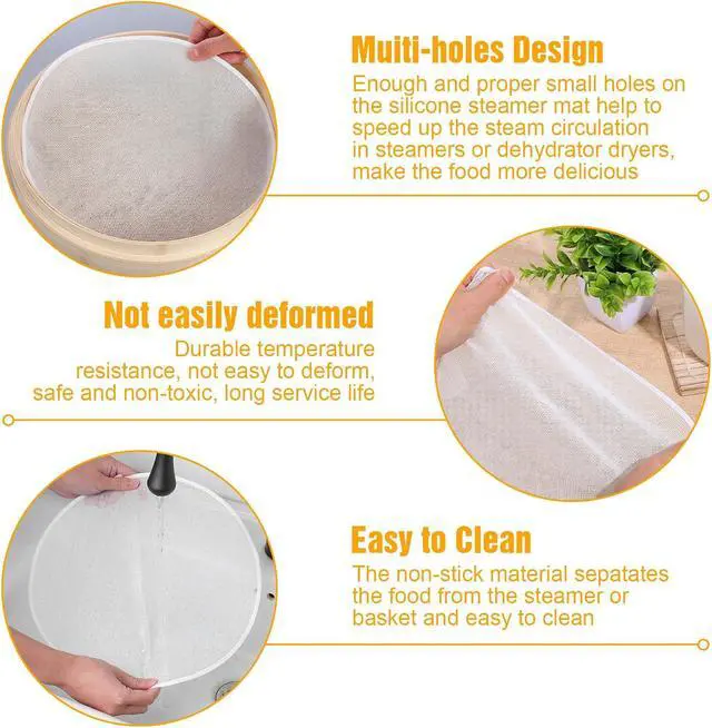 Alt view image 3 of 7 - 12 Pieces Round Cotton Yarn Steamer Cloth Round Dumplings Buns Mat Steamed Pad Reusable Non Stick Household Steamer Liners Cloth 12 Inch Mesh Mat Pad for Baking Cooking Home Kitchen Cooking