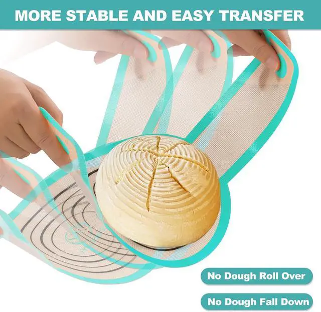 Alt view image 3 of 7 - Silicone Bread Sling Dutch Oven - Best Japan Silicone Non-Stick & Easy Clean Reusable Baking Mat With Extra Long Handles, Baking Sheet Liner 2 Pcs (Aqua Sky)