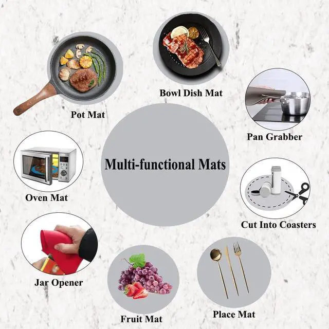 Alt view image 2 of 6 - Multi-Purpose Silicone Original Microwave Mat | BPA Free, Food Grade Safe, Heat Resistant to 475°F, Dishwasher Safe - Splatter Guard, Hot Pad, Pot Holder, Minimize Mess,12 Inch, 2PCS (Grey)