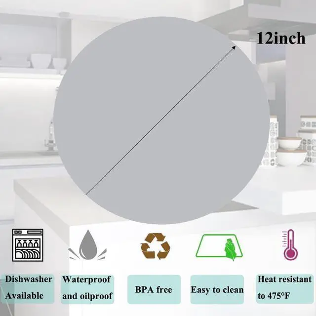 Alt view image 4 of 6 - Multi-Purpose Silicone Original Microwave Mat | BPA Free, Food Grade Safe, Heat Resistant to 475°F, Dishwasher Safe - Splatter Guard, Hot Pad, Pot Holder, Minimize Mess,12 Inch, 2PCS (Grey)