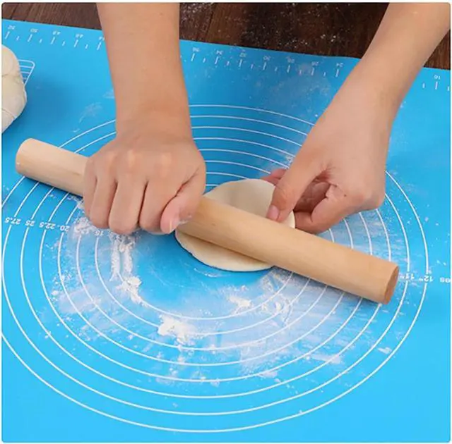 Alt view image 4 of 6 - Silicone Baking Mat, 19.7 Inch x 15.7 Inch Blue Pastry Mat with Size Scale, Anti Stick and Anti Slip Mat for Kneading Dough in Ketchen, Picnic and Party (Blue, 50x40)