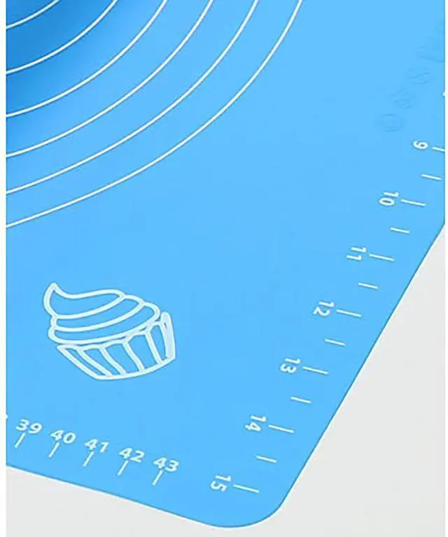 Alt view image 5 of 6 - Silicone Baking Mat, 19.7 Inch x 15.7 Inch Blue Pastry Mat with Size Scale, Anti Stick and Anti Slip Mat for Kneading Dough in Ketchen, Picnic and Party (Blue, 50x40)