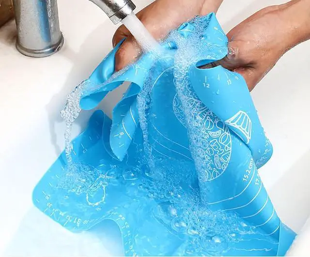 Alt view image 6 of 6 - Silicone Baking Mat, 19.7 Inch x 15.7 Inch Blue Pastry Mat with Size Scale, Anti Stick and Anti Slip Mat for Kneading Dough in Ketchen, Picnic and Party (Blue, 50x40)
