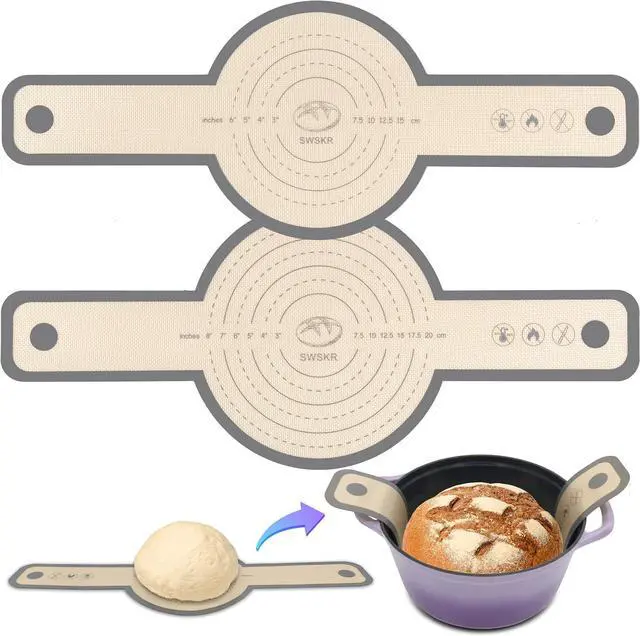 Main image of SWSKR 2 Pcs Sourdough Silicone Bread Sling for Dutch Oven,Gray Set of 2