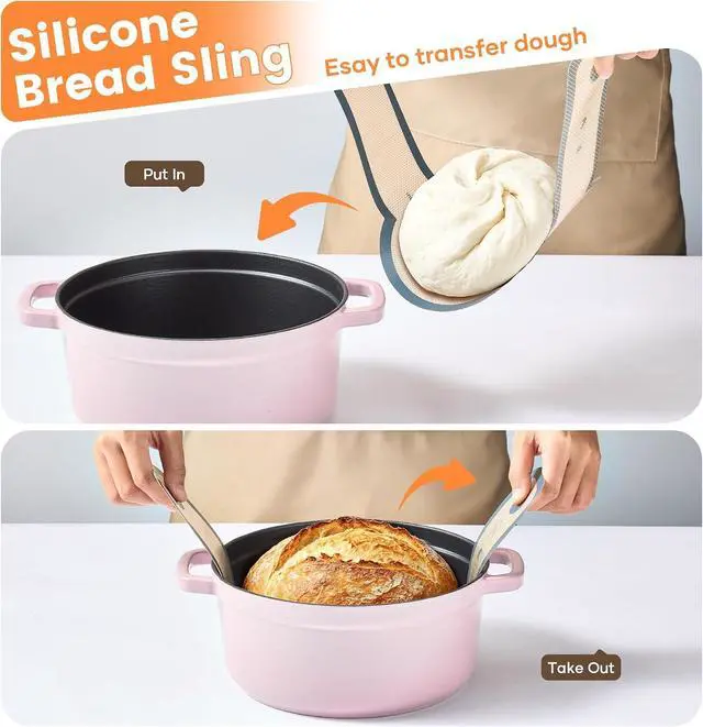 Alt view image 3 of 7 - SWSKR 2 Pcs Sourdough Silicone Bread Sling for Dutch Oven,Gray Set of 2