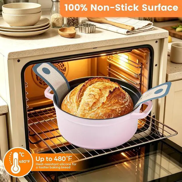 Alt view image 5 of 7 - SWSKR 2 Pcs Sourdough Silicone Bread Sling for Dutch Oven,Gray Set of 2