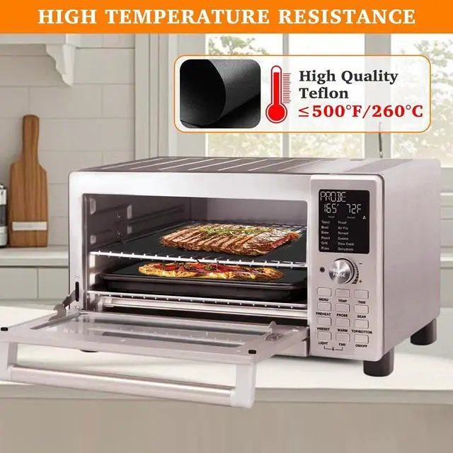 Alt view image 6 of 7 - Air Fryer Liners Reusable Teflon Mats Compatible with Nuwave Bravo xl Air Fryer Toaster Smart Oven, Baking Sheet Liners AirFryer Accessories for Nuwave 12-in-1 30qt Oven, 5 Pcs, 9x13 inches