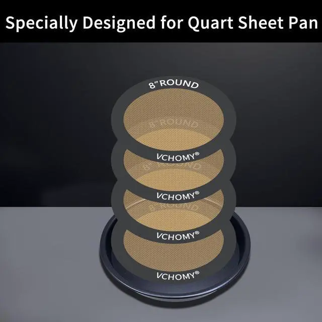 Alt view image 2 of 6 - Silicone Baking Mats, Set of 4, Round dia 8 Inch, Non Stick, BPA Free, Baking Sheet Pan Liner for Cake,Pizza,Cookies,Macaron,Bread,Pastry,Toaster (Gray, Round-dia 8 inch)