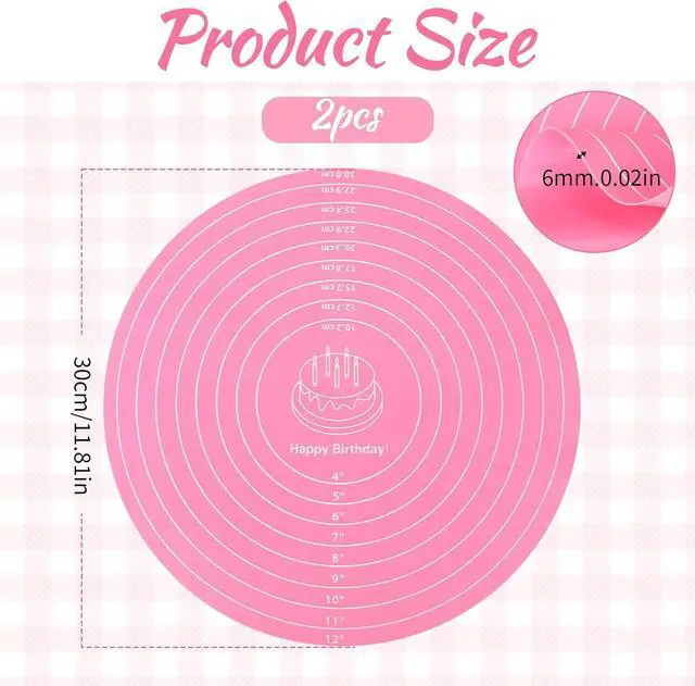 Alt view image 2 of 7 - 2Pcs 12" Silicone Cake Mat Non Slip Cake Turntable Mat