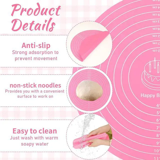 Alt view image 7 of 7 - 2Pcs 12" Silicone Cake Mat Non Slip Cake Turntable Mat