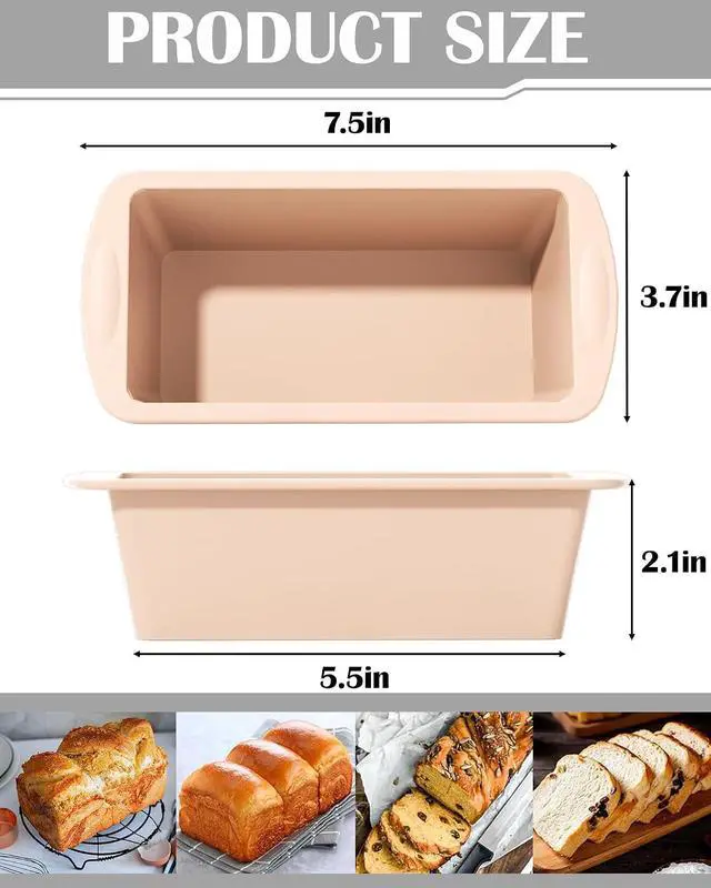 Alt view image 2 of 6 - Mini Silicone Bread Loaf Pan, 4 Pcs, Non-Stick Baking Molds for Bread, Cake, Meatloaf, 7.5" L x 3.7" W x 2.1" H, Flexible Silicone Baking Molds for Bread, Cake, Meatloaf