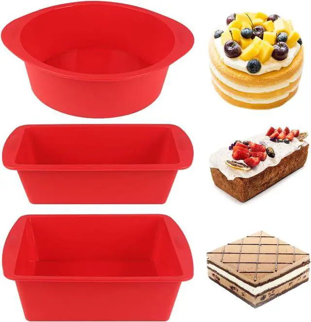 Main image of Silicone Baking Pans Sets - Nonstick Silicone Bakeware Set with Bread Loaf Pan, Square/Round Cake Pan - Oven & Dishwasher Safe