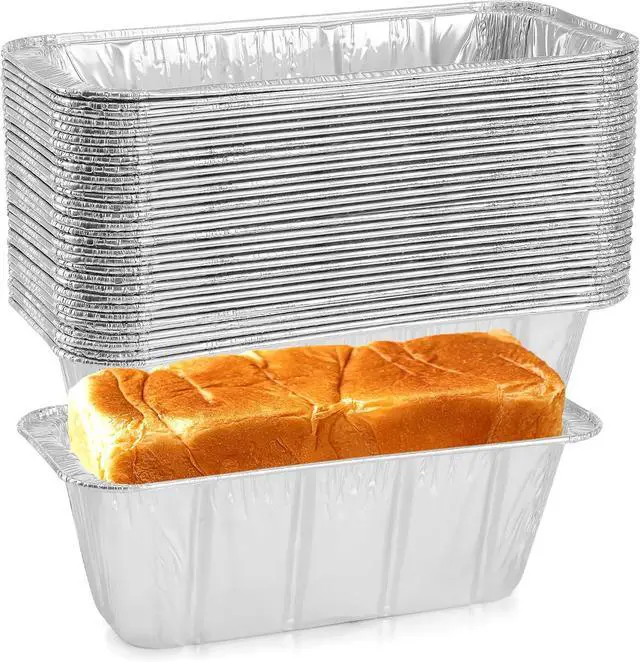Alt view image 2 of 7 - Mini Loaf Pans 1Lb 30-Pack,Aluminum Foil Heavy Duty Disposable Bread Baking Pan Bread Tins for Baking Cakes, Breads,Meatloafs Size-8"x 3.5" x 2.5" (30 Packs)