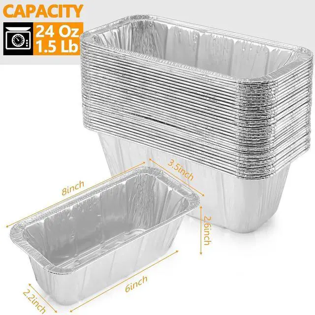 Alt view image 3 of 7 - Mini Loaf Pans 1Lb 30-Pack,Aluminum Foil Heavy Duty Disposable Bread Baking Pan Bread Tins for Baking Cakes, Breads,Meatloafs Size-8"x 3.5" x 2.5" (30 Packs)