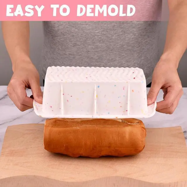 Alt view image 2 of 6 - Sakolla 2 Pack Silicone Bread Loaf Molds, Nonstick Easy Release Rectangle Silicone Loaf Pan for Baking Cake, Meatloaf, Banana Bread, Brownies, and Quiche (Confetti)