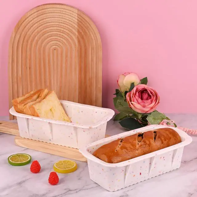 Alt view image 4 of 6 - Sakolla 2 Pack Silicone Bread Loaf Molds, Nonstick Easy Release Rectangle Silicone Loaf Pan for Baking Cake, Meatloaf, Banana Bread, Brownies, and Quiche (Confetti)