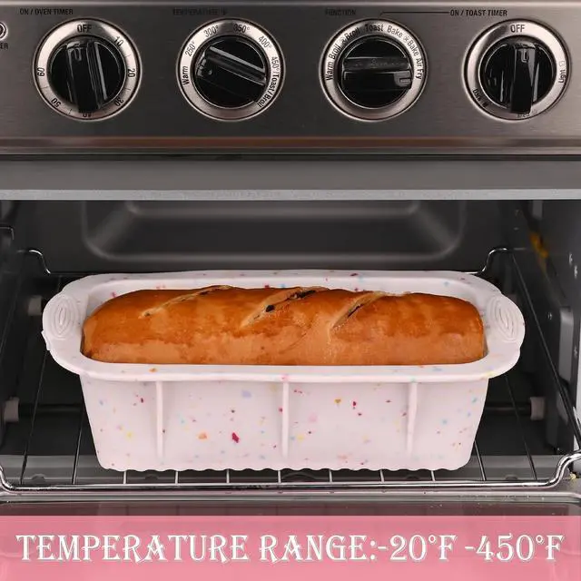 Alt view image 5 of 6 - Sakolla 2 Pack Silicone Bread Loaf Molds, Nonstick Easy Release Rectangle Silicone Loaf Pan for Baking Cake, Meatloaf, Banana Bread, Brownies, and Quiche (Confetti)