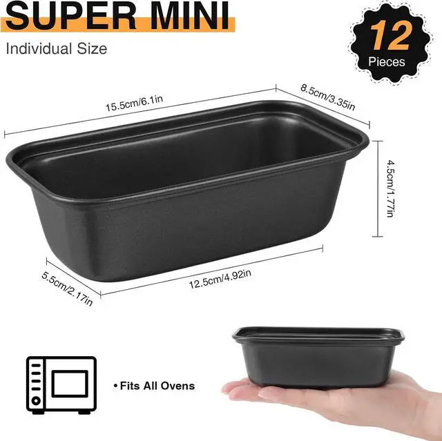 Alt view image 2 of 7 - 3PCS Mini Loaf Pans for Baking Bread, 6 x 3 x 2 In Nonstick Small Bread Pans, Tiny Rectangle Bread Tins, Carbon Steel Mini Loaf Baking Pan for Small Banana Bread, Meatloaf, Brownies, Black