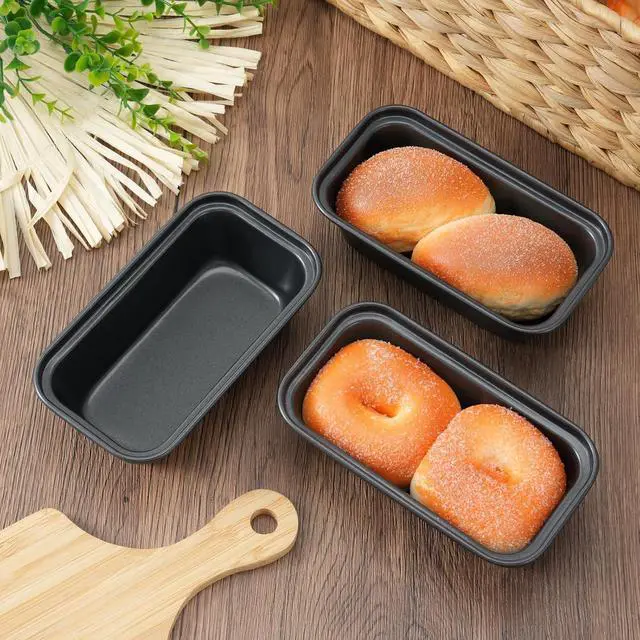 Alt view image 3 of 7 - 3PCS Mini Loaf Pans for Baking Bread, 6 x 3 x 2 In Nonstick Small Bread Pans, Tiny Rectangle Bread Tins, Carbon Steel Mini Loaf Baking Pan for Small Banana Bread, Meatloaf, Brownies, Black