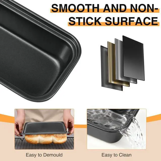 Alt view image 7 of 7 - 3PCS Mini Loaf Pans for Baking Bread, 6 x 3 x 2 In Nonstick Small Bread Pans, Tiny Rectangle Bread Tins, Carbon Steel Mini Loaf Baking Pan for Small Banana Bread, Meatloaf, Brownies, Black