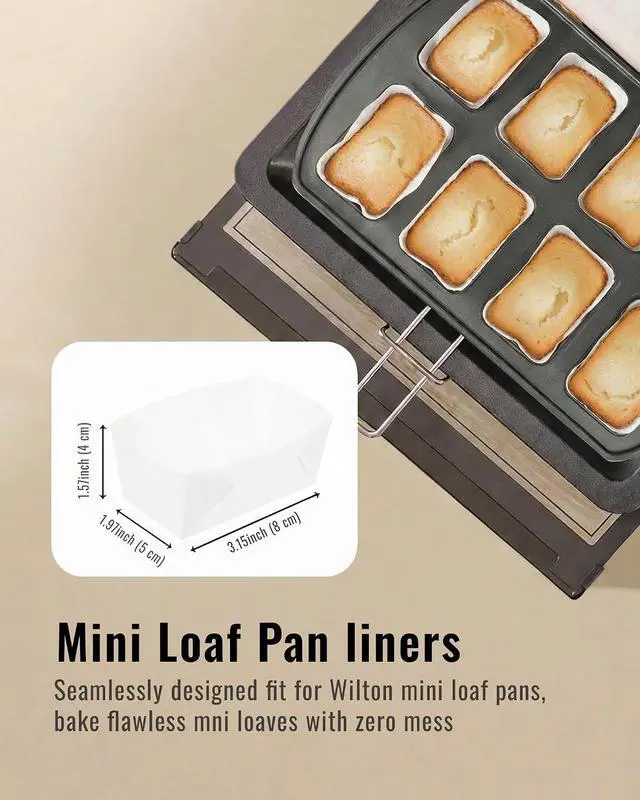 Alt view image 2 of 7 - Bake Choice 100 Mini Loaf Pan Liners Compatible with Wilton Mini Loaf Pan