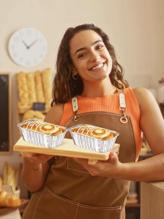 Alt view image 6 of 7 - NEEBAKE 30 Pack 6x3.5x2 Disposable Aluminum Loaf Pans - 1 Lb Mini Loaf Pans, Small Aluminum Tin Foil Baking Pan, Food Containers for Baking, Cakes, Bread, Meat, Loaves