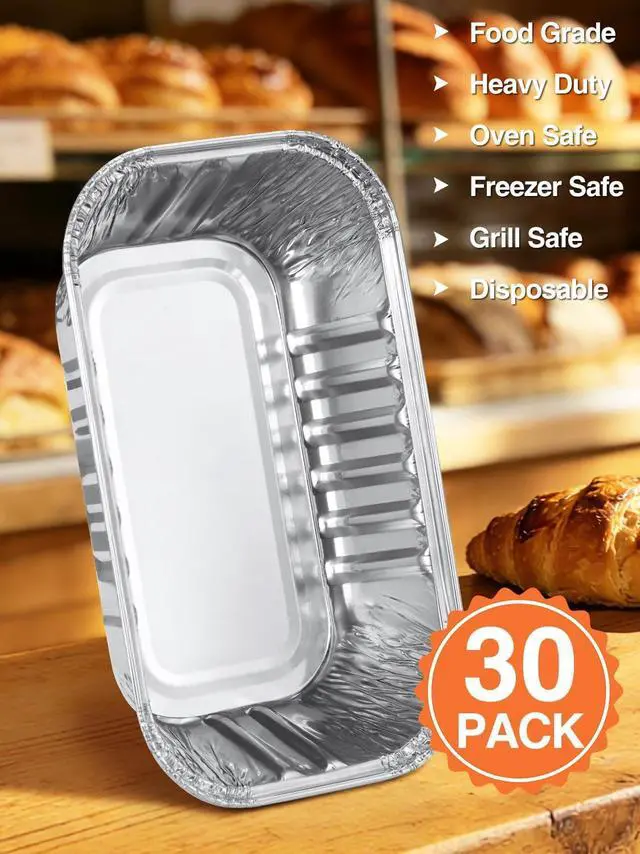 Alt view image 3 of 7 - NEEBAKE 30 Pack 6x3.5x2 Disposable Aluminum Loaf Pans - 1 Lb Mini Loaf Pans, Small Aluminum Tin Foil Baking Pan, Food Containers for Baking, Cakes, Bread, Meat, Loaves