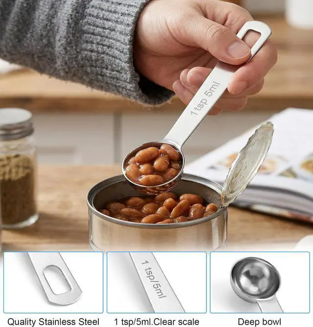 Alt view image 3 of 7 - Teaspoon Scoop, 5 PCS 5ml Stainless Steel Teaspoon Measuring Spoon
