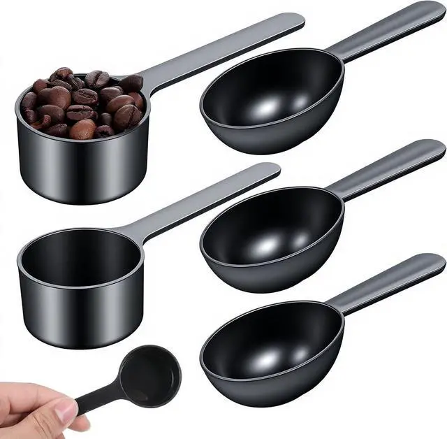 Main image of Plastic Coffee Measuring Spoon, 5 Pack Small Scoops for Canisters 15g & 7g Tablespoon Measuring Spoon Short Handle Coffee Scoop for Tea, Sugar, Cereal, Spices (Black)