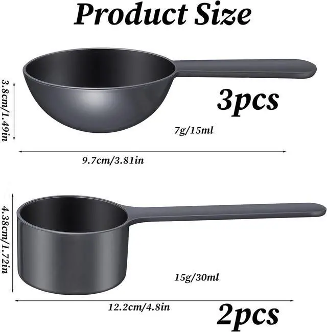 Alt view image 2 of 7 - Plastic Coffee Measuring Spoon, 5 Pack Small Scoops for Canisters 15g & 7g Tablespoon Measuring Spoon Short Handle Coffee Scoop for Tea, Sugar, Cereal, Spices (Black)