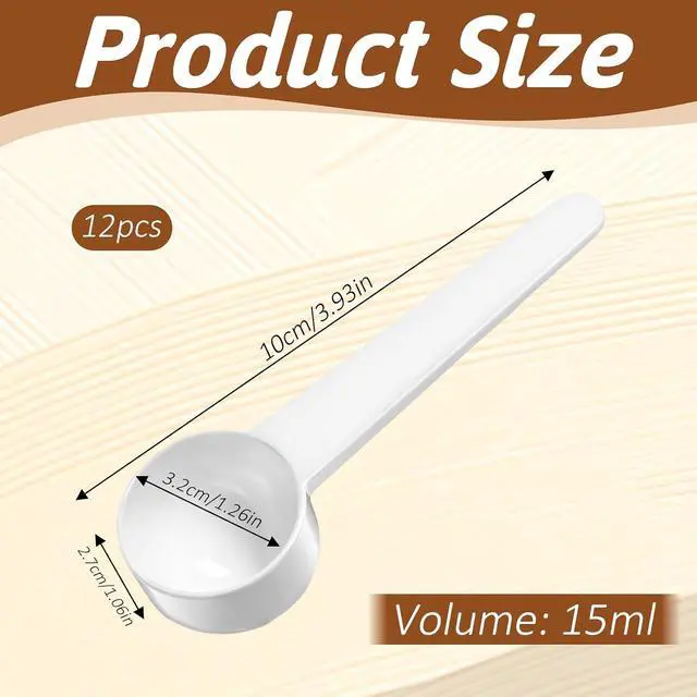 Alt view image 2 of 7 - 12 Pack Plastic Measuring Scoop, Long Handle Plastic Tea Scoop, 15 cc/1 tablespoon/15 mL for Measuring Coffee Tea Milk Spices Protein Pet Food, White