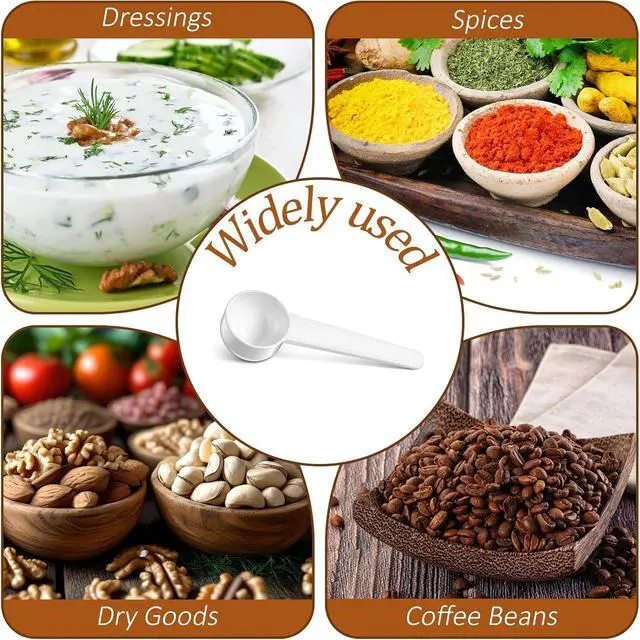 Alt view image 4 of 7 - 12 Pack Plastic Measuring Scoop, Long Handle Plastic Tea Scoop, 15 cc/1 tablespoon/15 mL for Measuring Coffee Tea Milk Spices Protein Pet Food, White