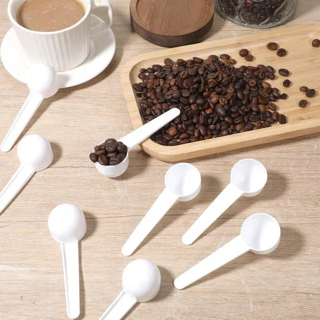 Alt view image 5 of 7 - 12 Pack Plastic Measuring Scoop, Long Handle Plastic Tea Scoop, 15 cc/1 tablespoon/15 mL for Measuring Coffee Tea Milk Spices Protein Pet Food, White