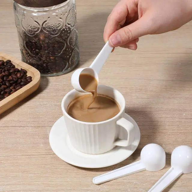 Alt view image 3 of 7 - 12 Pack Plastic Measuring Scoop, Long Handle Plastic Tea Scoop, 15 cc/1 tablespoon/15 mL for Measuring Coffee Tea Milk Spices Protein Pet Food, White