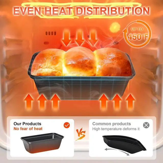 Alt view image 6 of 7 - HONGBAKE Mini Loaf Pan for Baking Bread, 6 x 3.3 x 2 In Nonstick Small Banana Bread Tins Set of 3, Tiny Carbon Steel Meatloaf Pan - Dark Grey