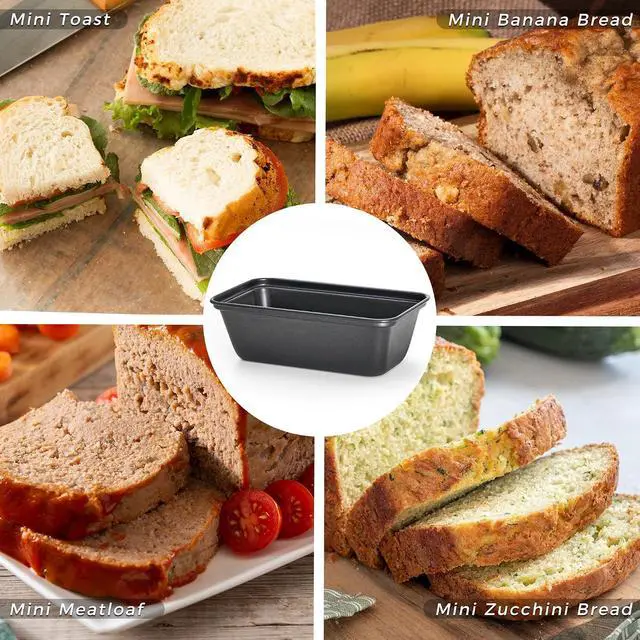 Alt view image 7 of 7 - HONGBAKE Mini Loaf Pan for Baking Bread, 6 x 3.3 x 2 In Nonstick Small Banana Bread Tins Set of 3, Tiny Carbon Steel Meatloaf Pan - Dark Grey