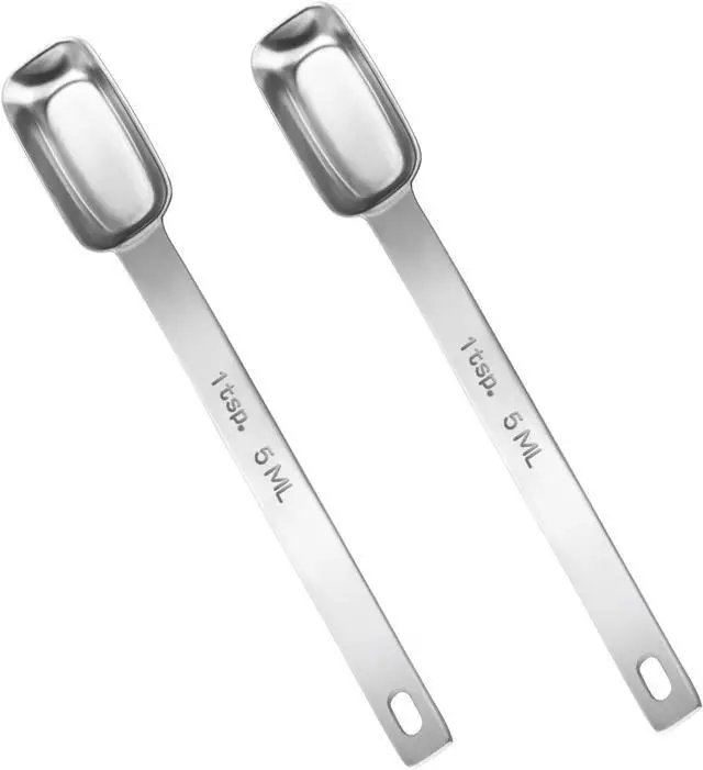 Main image of cobee 2 Pcs 1 Teaspoon Measuring Spoon, 1/3 Tbsp | 5 mL | 1/6 Oz, Stainless Steel Long Handle Scoop, Metal Measuring Spoon for Kitchen Cooking Baking Coffee Food Measuring