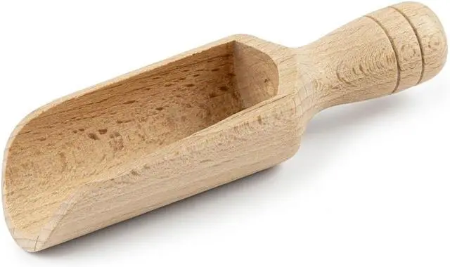 Main image of 1PC Natural European Beechwood Scoop, 5.5-Inch - Multipurpose Small Wooden Spoon for Flour, Sugar, Coffee & Bath Salts - Durable Kitchen & Laundry Canister Scoop