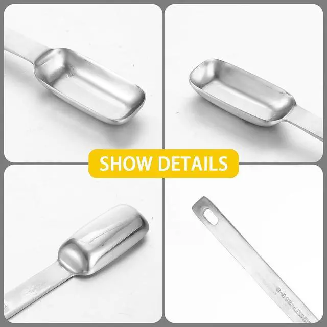 Alt view image 3 of 7 - cobee 2 Pcs 1 Teaspoon Measuring Spoon, 1/3 Tbsp | 5 mL | 1/6 Oz, Stainless Steel Long Handle Scoop, Metal Measuring Spoon for Kitchen Cooking Baking Coffee Food Measuring