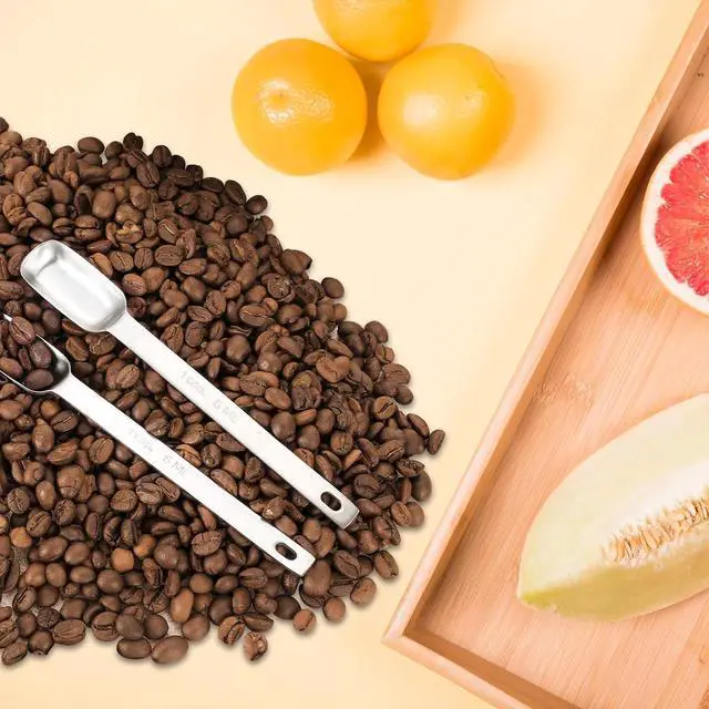 Alt view image 5 of 7 - cobee 2 Pcs 1 Teaspoon Measuring Spoon, 1/3 Tbsp | 5 mL | 1/6 Oz, Stainless Steel Long Handle Scoop, Metal Measuring Spoon for Kitchen Cooking Baking Coffee Food Measuring
