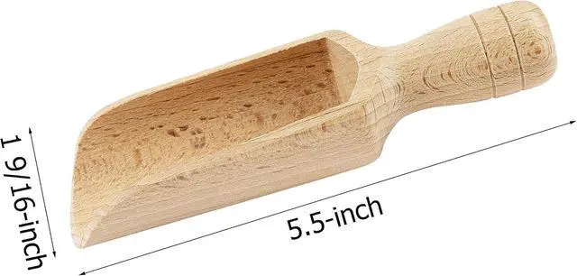 Alt view image 2 of 6 - 1PC Natural European Beechwood Scoop, 5.5-Inch - Multipurpose Small Wooden Spoon for Flour, Sugar, Coffee & Bath Salts - Durable Kitchen & Laundry Canister Scoop