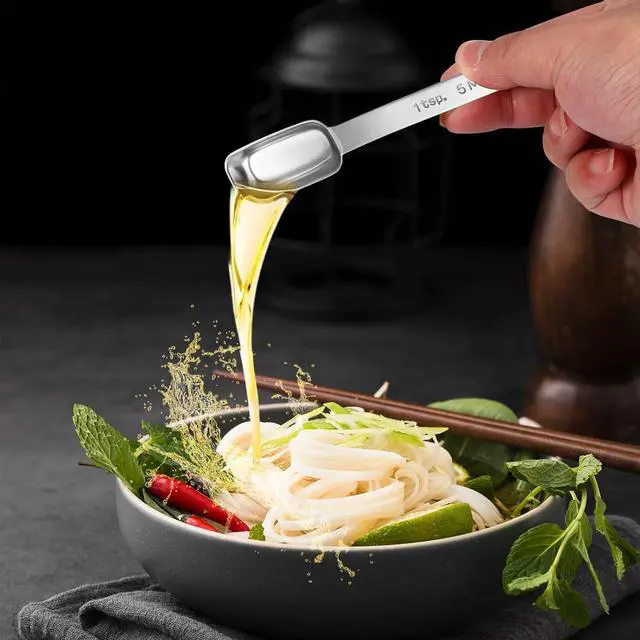 Alt view image 6 of 7 - cobee 2 Pcs 1 Teaspoon Measuring Spoon, 1/3 Tbsp | 5 mL | 1/6 Oz, Stainless Steel Long Handle Scoop, Metal Measuring Spoon for Kitchen Cooking Baking Coffee Food Measuring