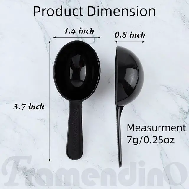 Alt view image 2 of 7 - Framendino, 5 Pack Plastic Coffee Measuring Spoons Short Handle Scoops for Tea Sugar Cereal Milk Powder Spices Black 7g